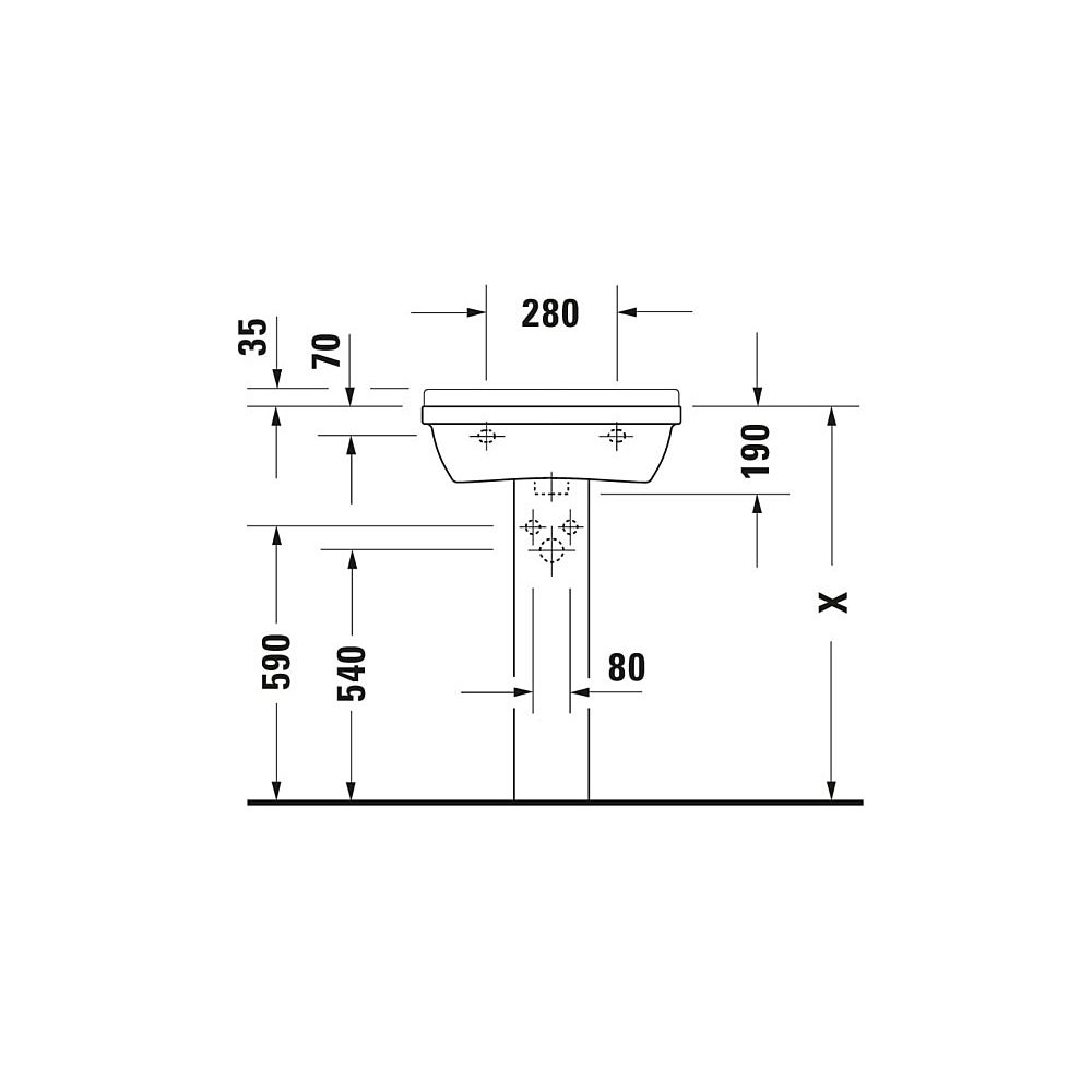 Duravit Starck 3 Waschtisch 430x550x225mm wandhäng., Weiß Hochglanz, Rechteckig, 1... DURAVIT-0300550000 4021534222955 (Abb. 12)