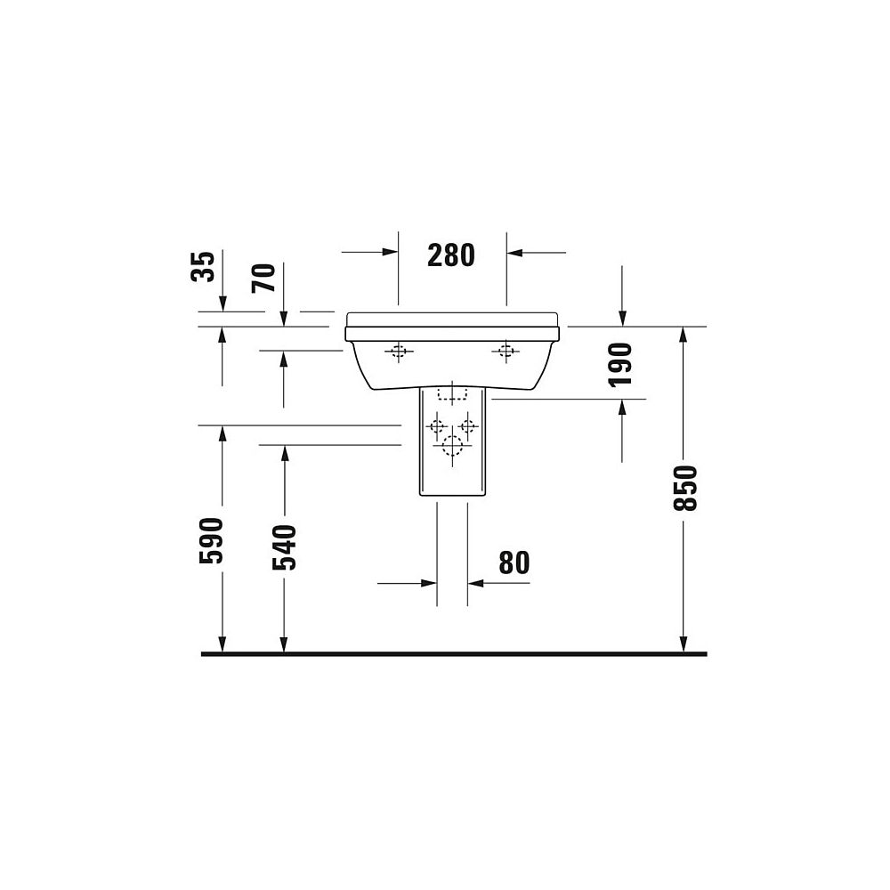 Duravit Starck 3 Waschtisch 430x550x225mm wandhäng., Weiß Hochglanz, Rechteckig, 1... DURAVIT-0300550000 4021534222955 (Abb. 13)
