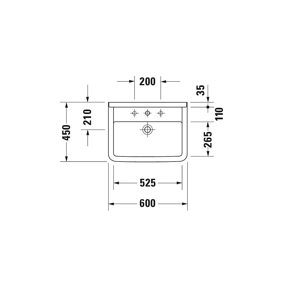 Duravit Starck 3 Waschtisch 450x600x225mm wandhäng., Weiß Hochglanz, Rechteckig, 1... DURAVIT-0300600000 4021534222825 (Abb. 12)