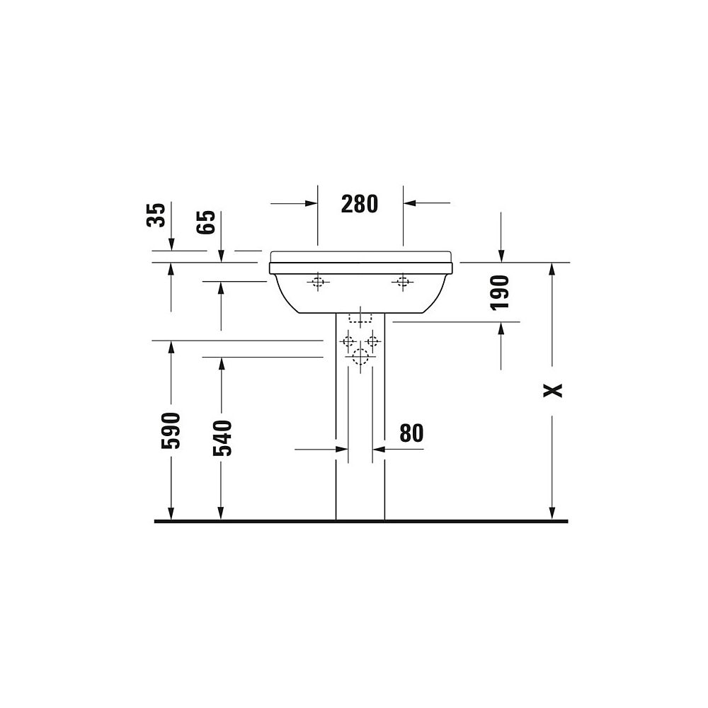 Duravit Starck 3 Waschtisch 450x600x225mm wandhäng., Weiß Hochglanz, Rechteckig, 1... DURAVIT-0300600000 4021534222825 (Abb. 13)
