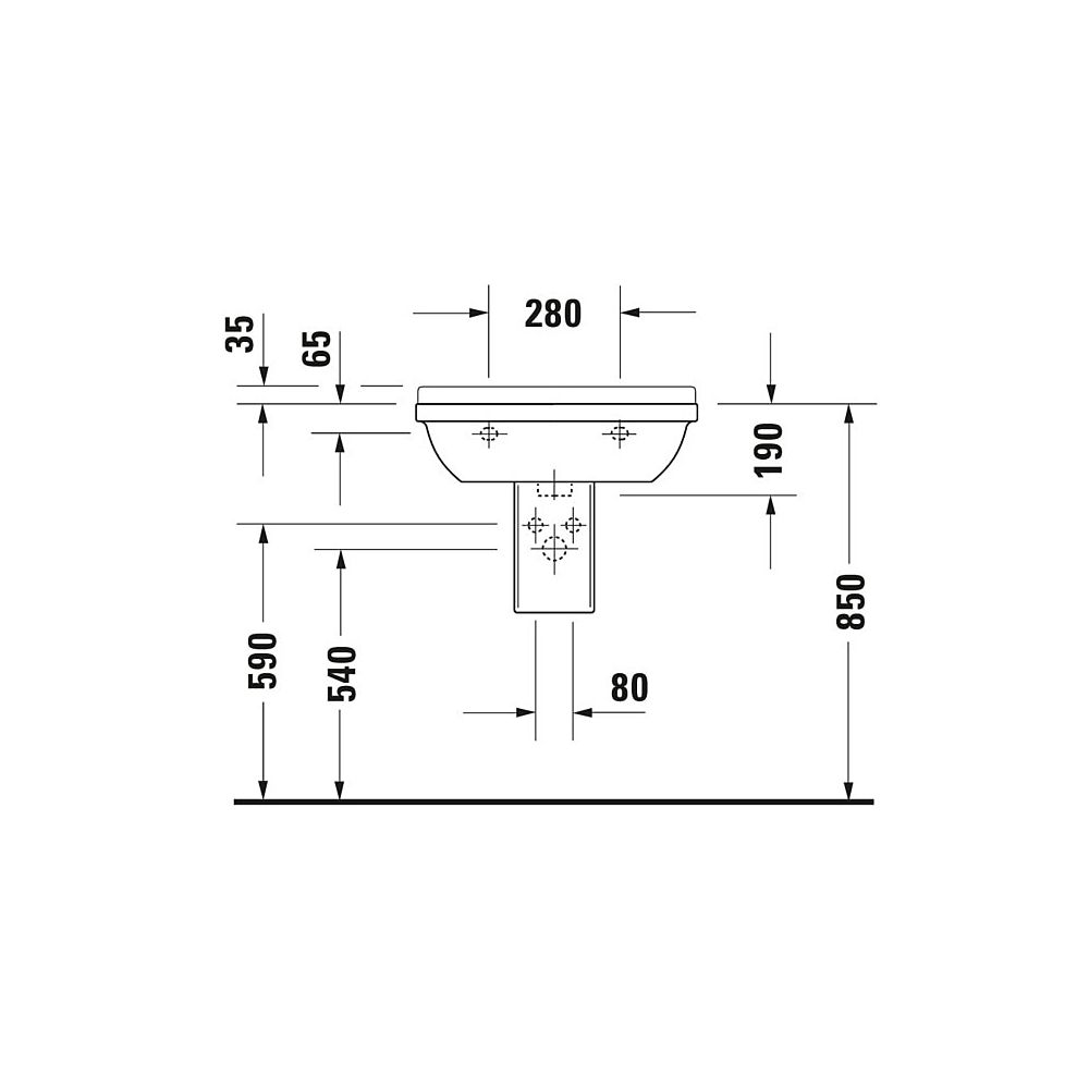 Duravit Starck 3 Waschtisch 450x600x225mm wandhäng., Weiß Hochglanz, Rechteckig, 1... DURAVIT-0300600000 4021534222825 (Abb. 14)