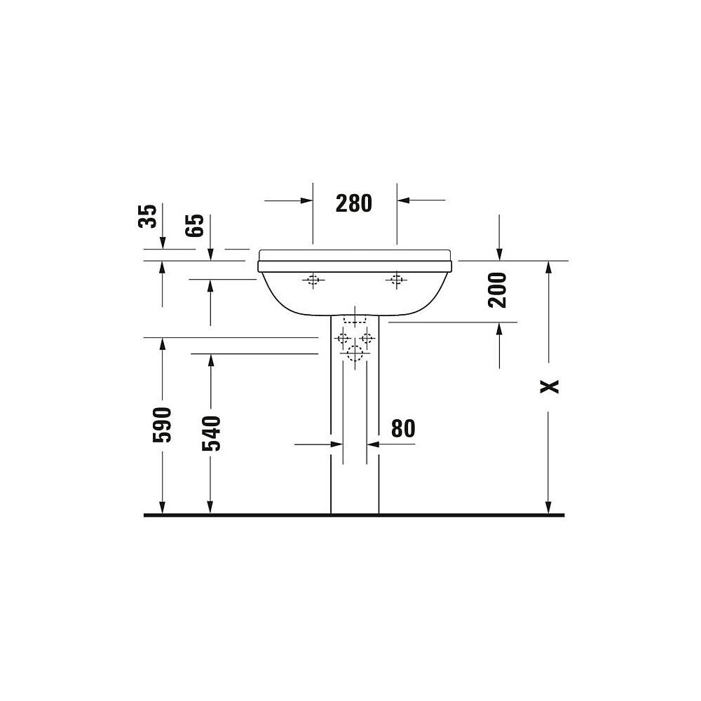 Duravit Starck 3 Waschtisch 485x650x235mm wandhäng., Weiß Hochglanz, Rechteckig, 1... DURAVIT-0300650000 4021534222788 (Abb. 14)