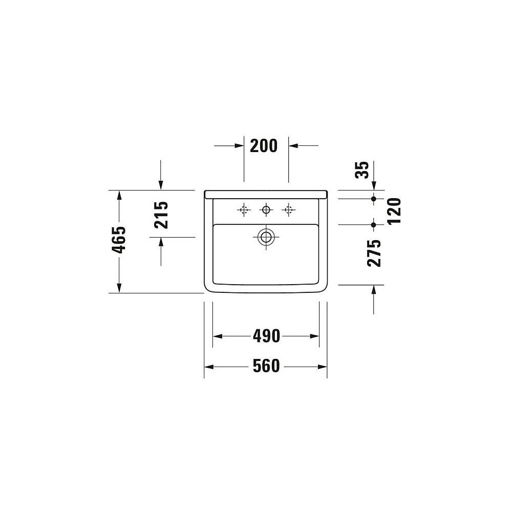 Duravit Starck 3 Einbauwaschtisch 465x560x230mm, Weiß Hochglanz, mit HLB/Überlauf, ... DURAVIT-0302560000 4021534223297 (Abb. 4)