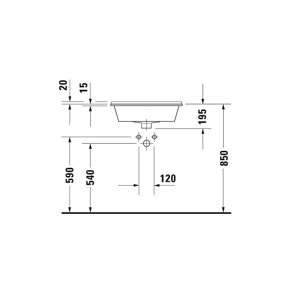 Duravit Starck 3 Einbauwaschtisch 465x560x230mm, Weiß Hochglanz, mit HLB/Überlauf, ... DURAVIT-0302560000 4021534223297 (Abb. 5)