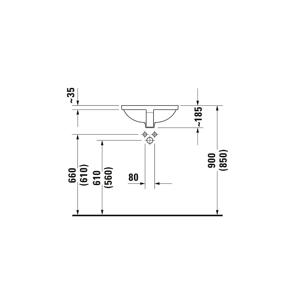 Duravit Starck 3 Einbauwaschtisch 465x465x185mm, Weiß Hochglanz, ohne HLB, mit Über... DURAVIT-0305430000 4021534812224 (Abb. 5)