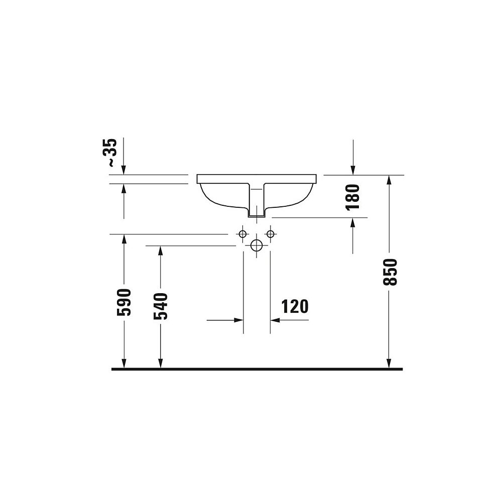 Duravit Starck 3 Einbauwaschtisch 365x530x180mm, Weiß Hochglanz, ohne HLB, mit Über... DURAVIT-0305490000 4021534226984 (Abb. 9)