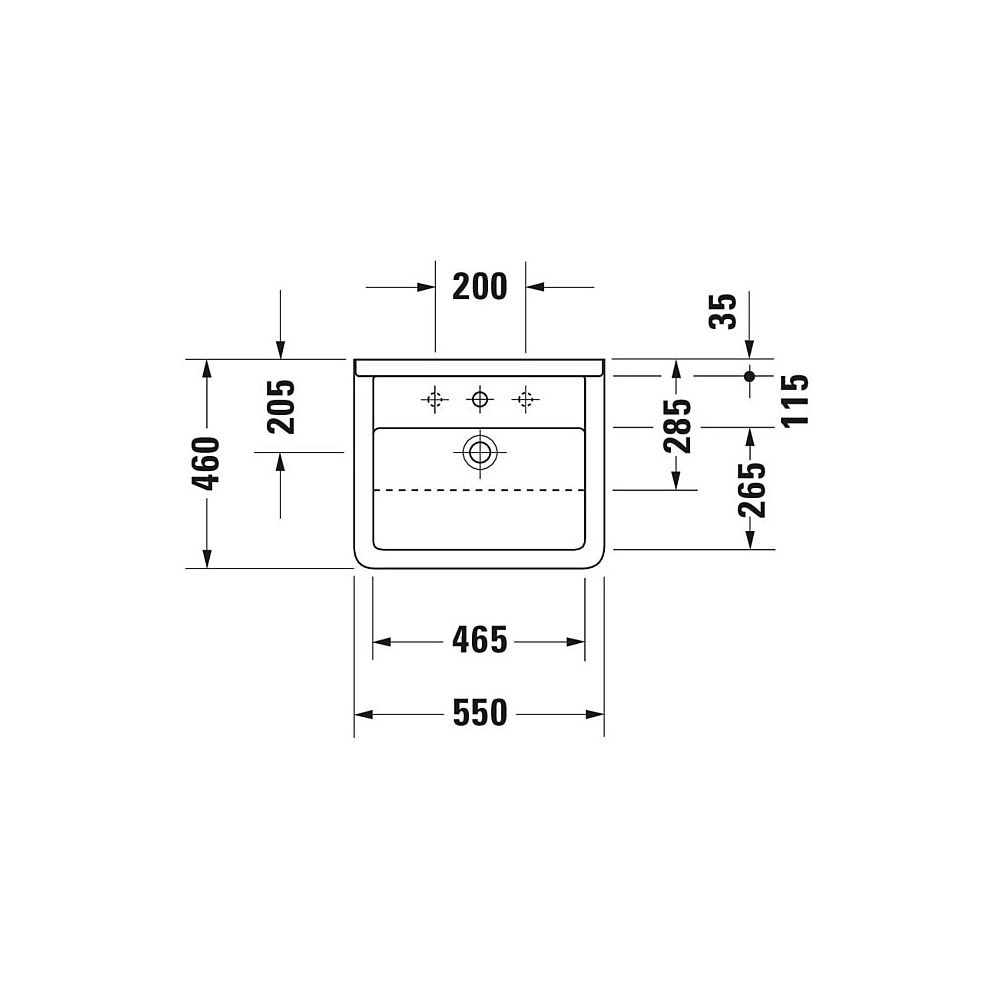 Duravit Starck 3 Halbeinbauwaschtisch 460x550x220mm, Weiß Hochglanz, 1 HL, mit Über... DURAVIT-0310550000 4021534258343 (Abb. 5)