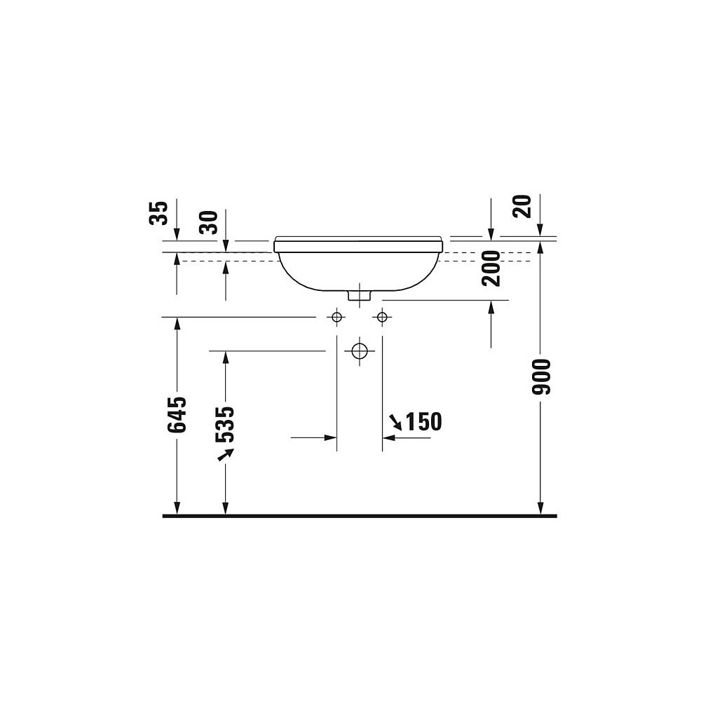 Duravit Starck 3 Halbeinbauwaschtisch 460x550x220mm, Weiß Hochglanz, 1 HL, mit Über... DURAVIT-0310550000 4021534258343 (Abb. 7)