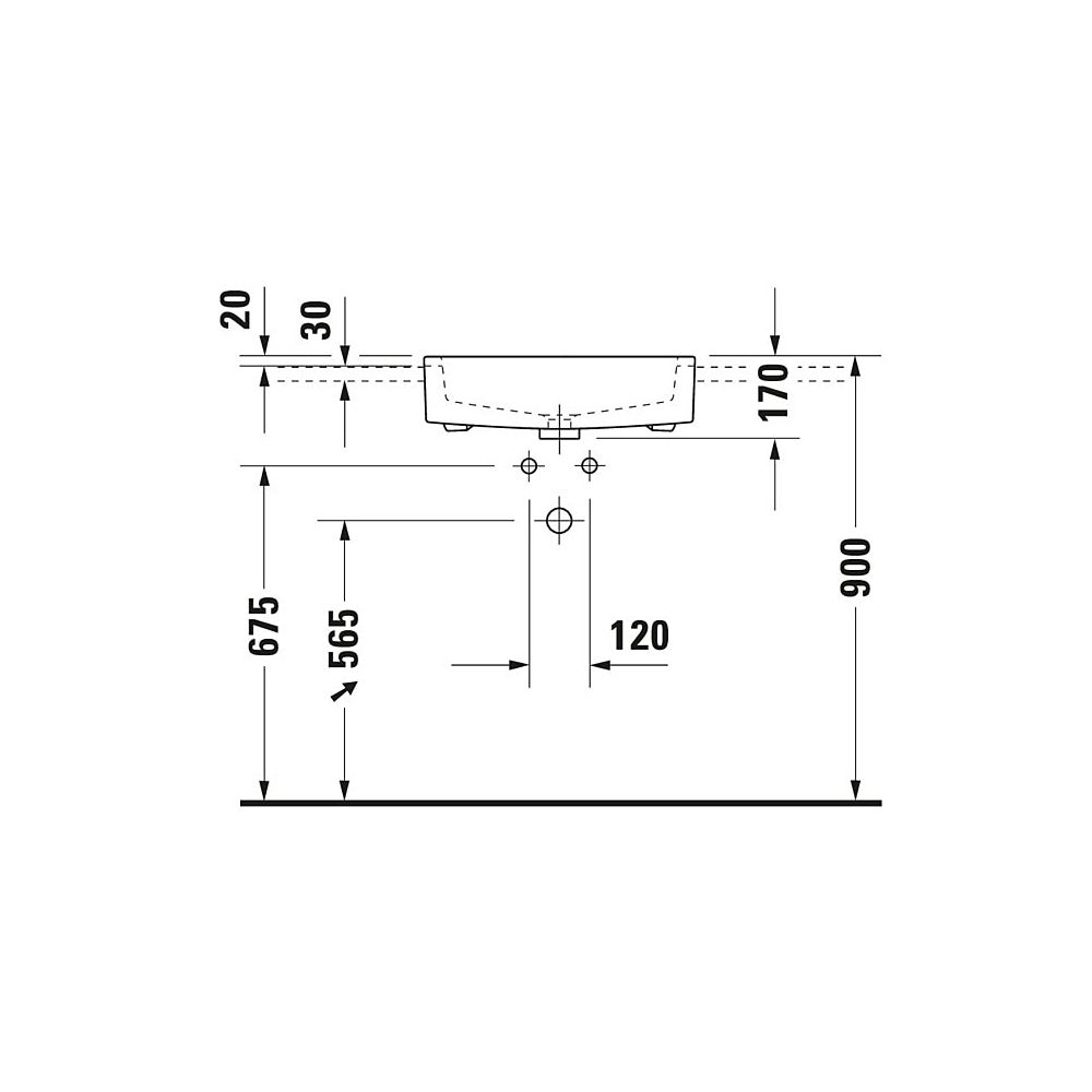 Duravit Vero Halbeinbauwaschtisch 470x550x170mm, Weiß Hochglanz, 1 HL, mit Überlauf... DURAVIT-0314550000 4021534484452 (Abb. 6)