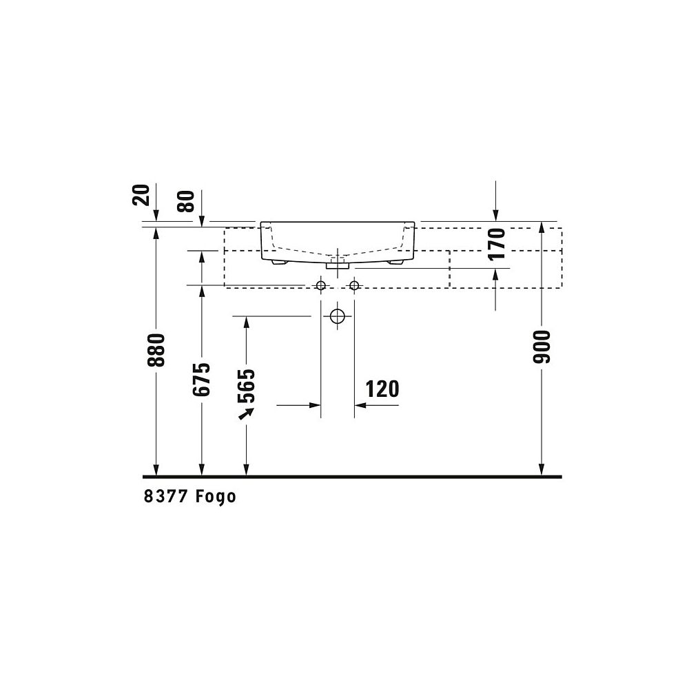 Duravit Vero Halbeinbauwaschtisch 470x550x170mm, Weiß Hochglanz, 1 HL, mit Überlauf... DURAVIT-0314550000 4021534484452 (Abb. 7)