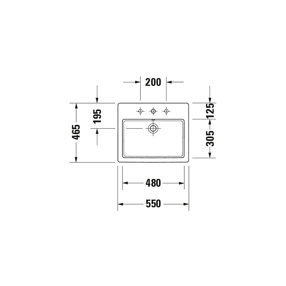 Duravit Vero Einbauwaschtisch 465x550x180mm, Weiß Hochglanz, WonderGliss, 1 HL, mi... DURAVIT-03155500001 4021534484421 (Abb. 8)