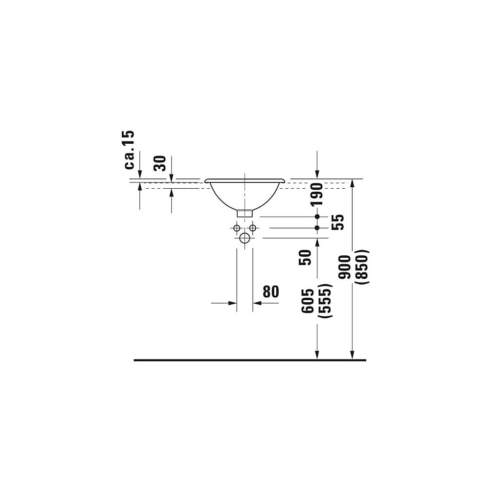 Duravit Architec Einbauwaschtisch 400x400x190mm, Weiß Hochglanz, ohne HLB, mit Über... DURAVIT-0318400000 4021534298158 (Abb. 5)