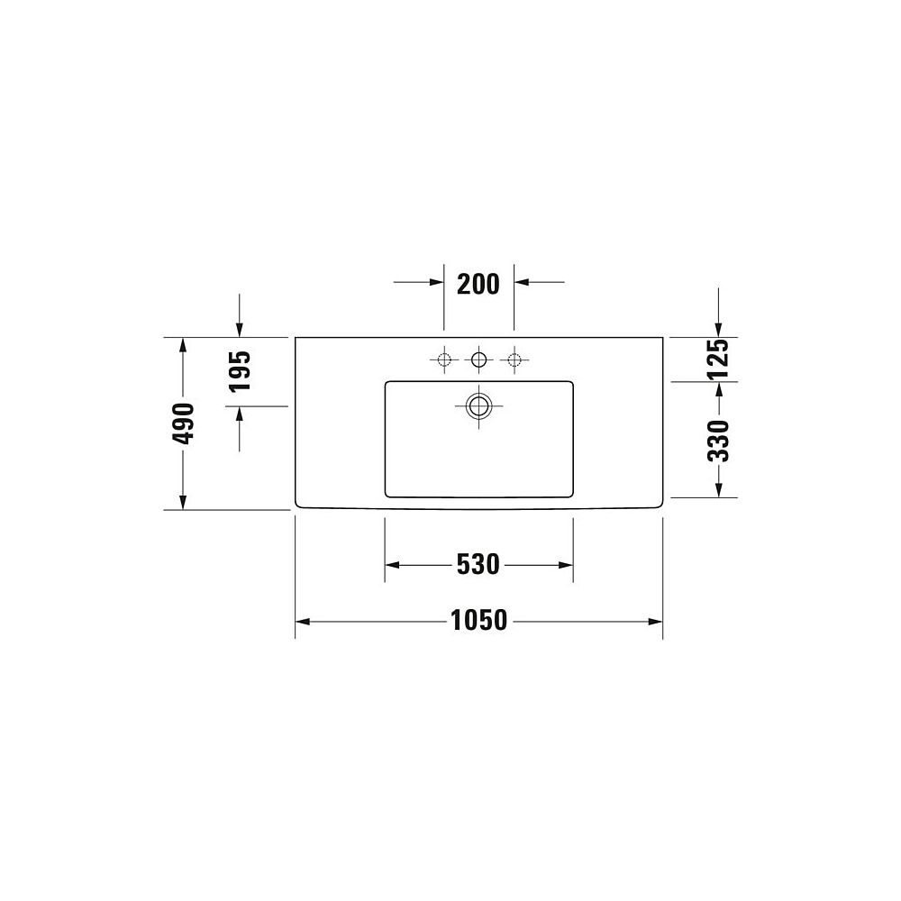 Duravit Vero Waschtisch 490x1050x170mm, WonderGliss, Weiß Hochglanz, Rechteckig, ... DURAVIT-03291000001 4021534317460 (Abb. 12)