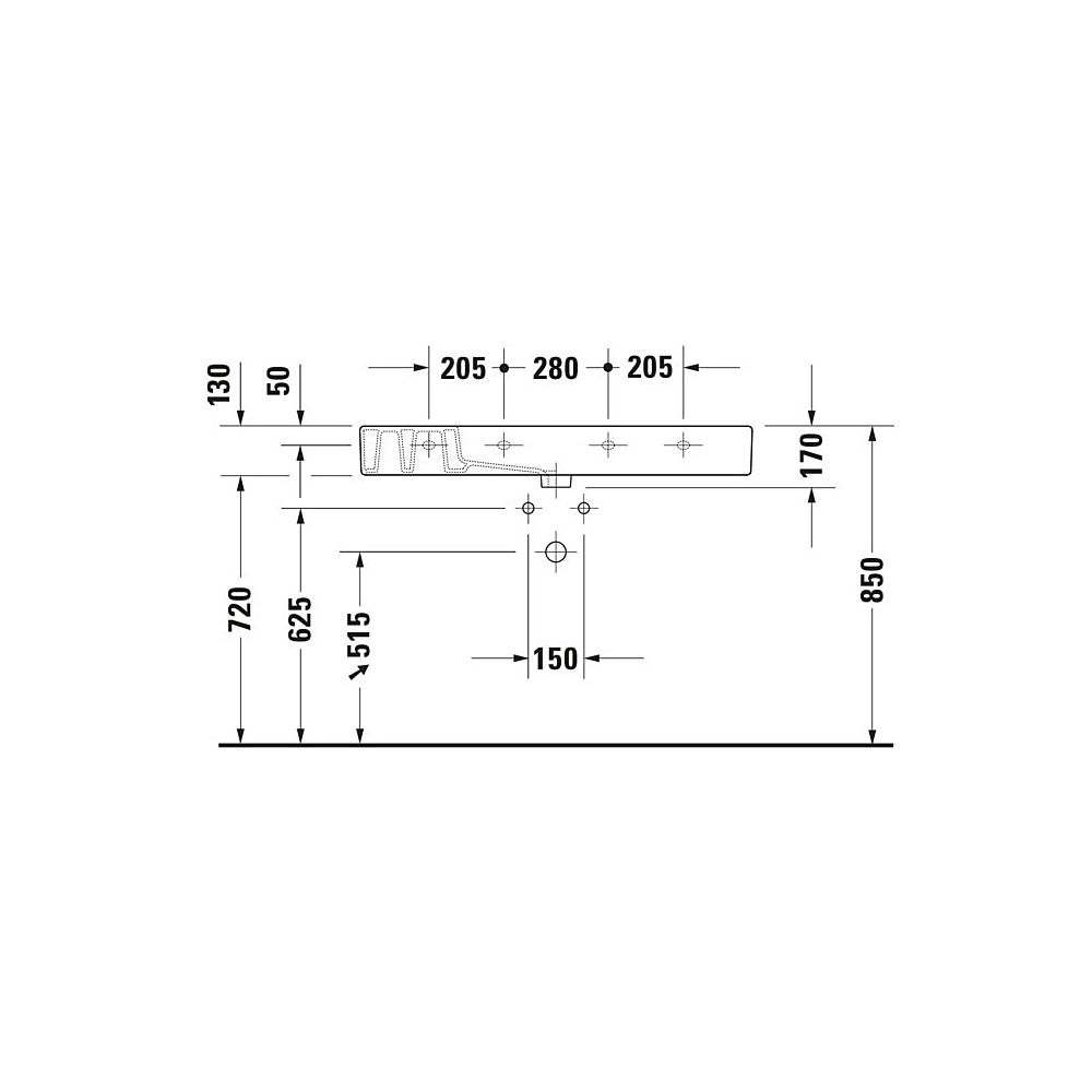 Duravit Vero Waschtisch 490x1050x170mm, WonderGliss, Weiß Hochglanz, Rechteckig, ... DURAVIT-03291000001 4021534317460 (Abb. 13)
