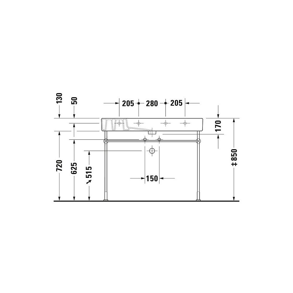 Duravit Vero Waschtisch 490x1050x170mm, WonderGliss, Weiß Hochglanz, Rechteckig, ... DURAVIT-03291000001 4021534317460 (Abb. 14)