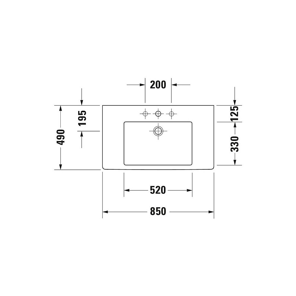 Duravit Vero Waschtisch 490x850x170mm, Weiß Hochglanz, Rechteckig, 1 Waschplatz/HL... DURAVIT-0329850000 4021534317415 (Abb. 13)
