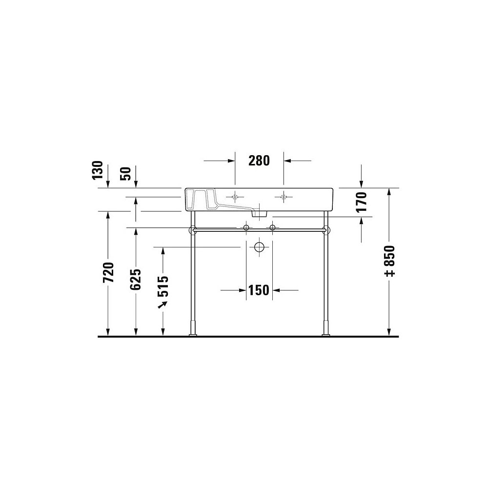 Duravit Vero Waschtisch 490x850x170mm, Weiß Hochglanz, Rechteckig, 1 Waschplatz/HL... DURAVIT-0329850000 4021534317415 (Abb. 17)