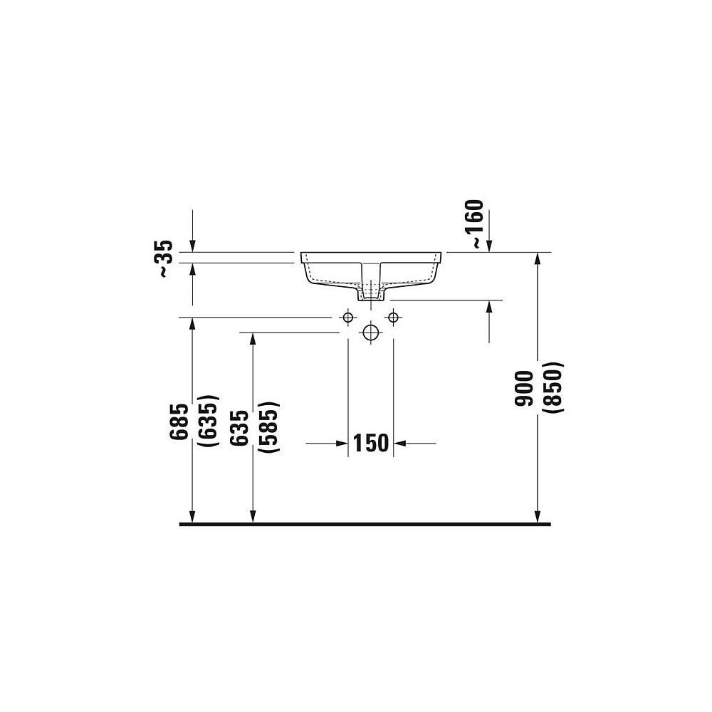 Duravit Vero Einbauwaschtisch 315x465x160mm, Weiß Hochglanz, WonderGliss, ohne HLB... DURAVIT-03304300001 4021534812620 (Abb. 9)