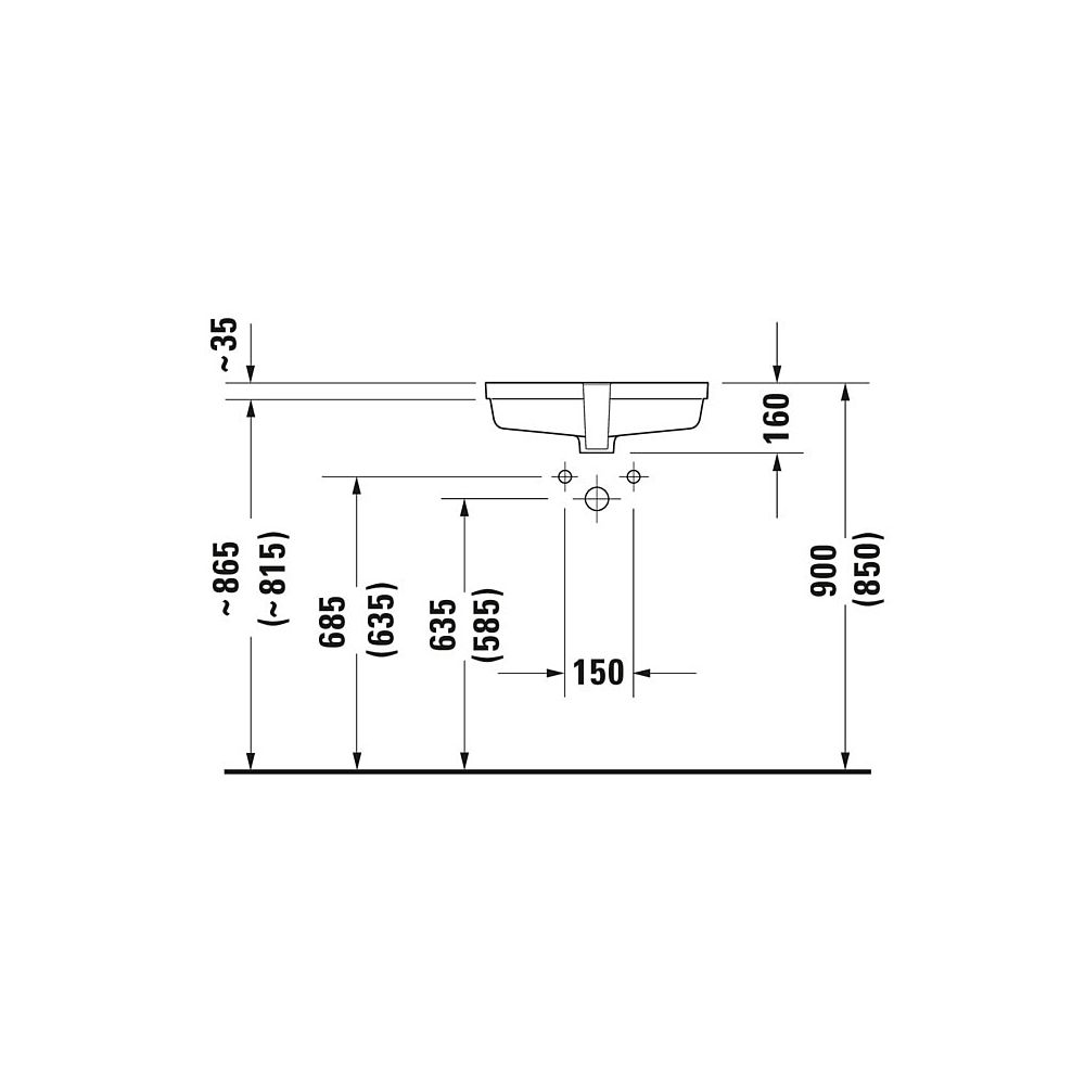 Duravit Vero Einbauwaschtisch 315x485x160mm, Weiß Hochglanz, ohne HLB, mit Überlauf... DURAVIT-0330480000 4021534317682 (Abb. 9)