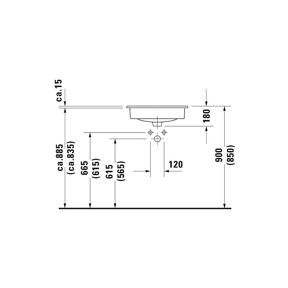 Duravit D-Code Einbauwaschtisch 435x545x195mm, Weiß Hochglanz, mit HLB/Überlauf, 1... DURAVIT-0337540000 4021534344077 (Abb. 12)