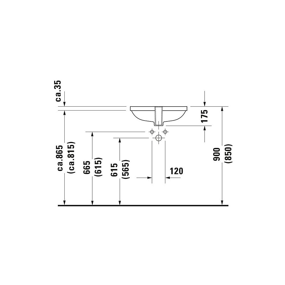 Duravit D-Code Einbauwaschtisch 290x495x210mm, Weiß Hochglanz, ohne HLB, mit Überla... DURAVIT-0338490000 4021534344084 (Abb. 9)