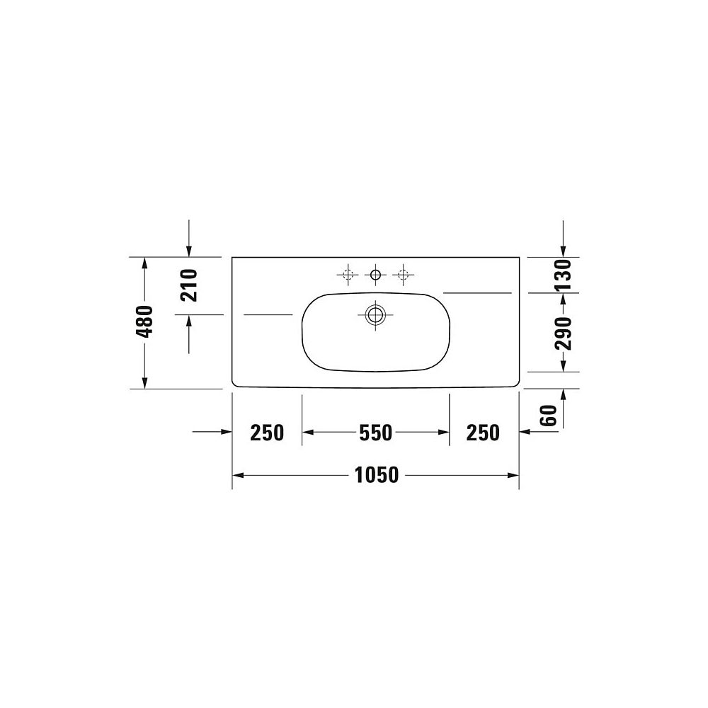 Duravit D-Code Waschtisch 480x1050x180mm, Weiß Hochglanz, Rechteckig, 1 Waschplat... DURAVIT-03421000002 4021534457920 (Abb. 15)