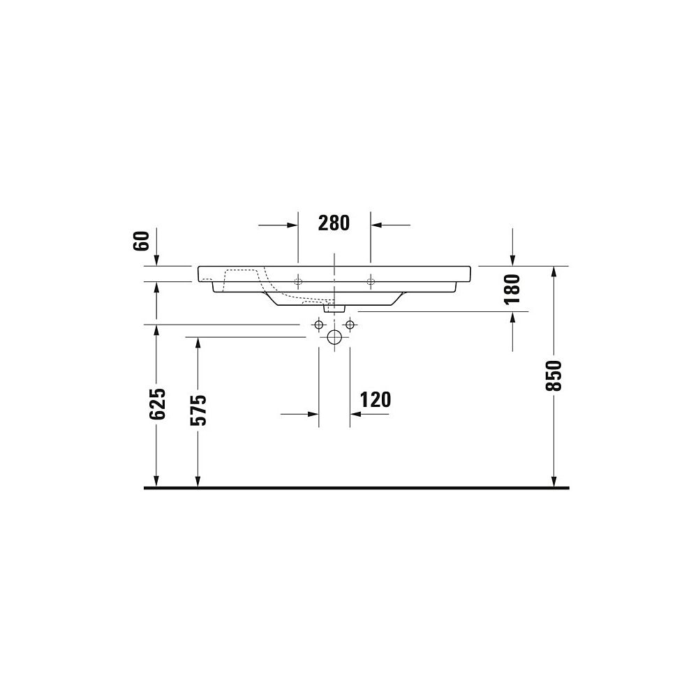 Duravit D-Code Waschtisch 480x1050x180mm, Weiß Hochglanz, Rechteckig, 1 Waschplat... DURAVIT-03421000002 4021534457920 (Abb. 16)