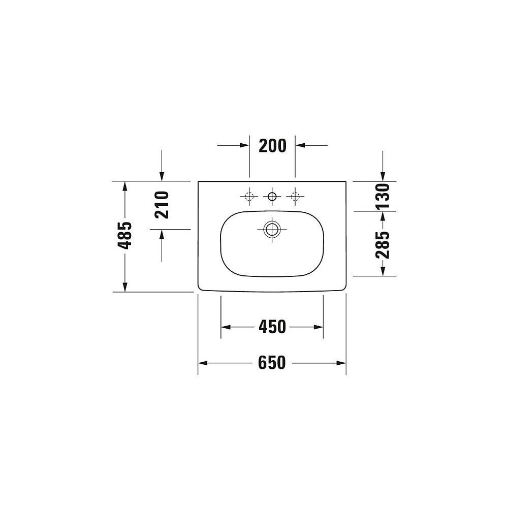 Duravit D-Code Waschtisch 485x650x175mm, Weiß Hochglanz, Rechteckig, 1 Waschplatz... DURAVIT-03426500002 4021534822407 (Abb. 13)