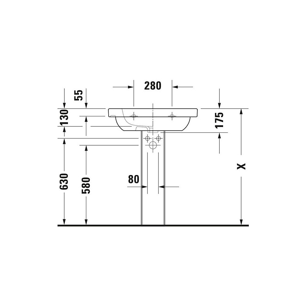 Duravit D-Code Waschtisch 485x650x175mm, Weiß Hochglanz, Rechteckig, 1 Waschplatz... DURAVIT-03426500002 4021534822407 (Abb. 14)