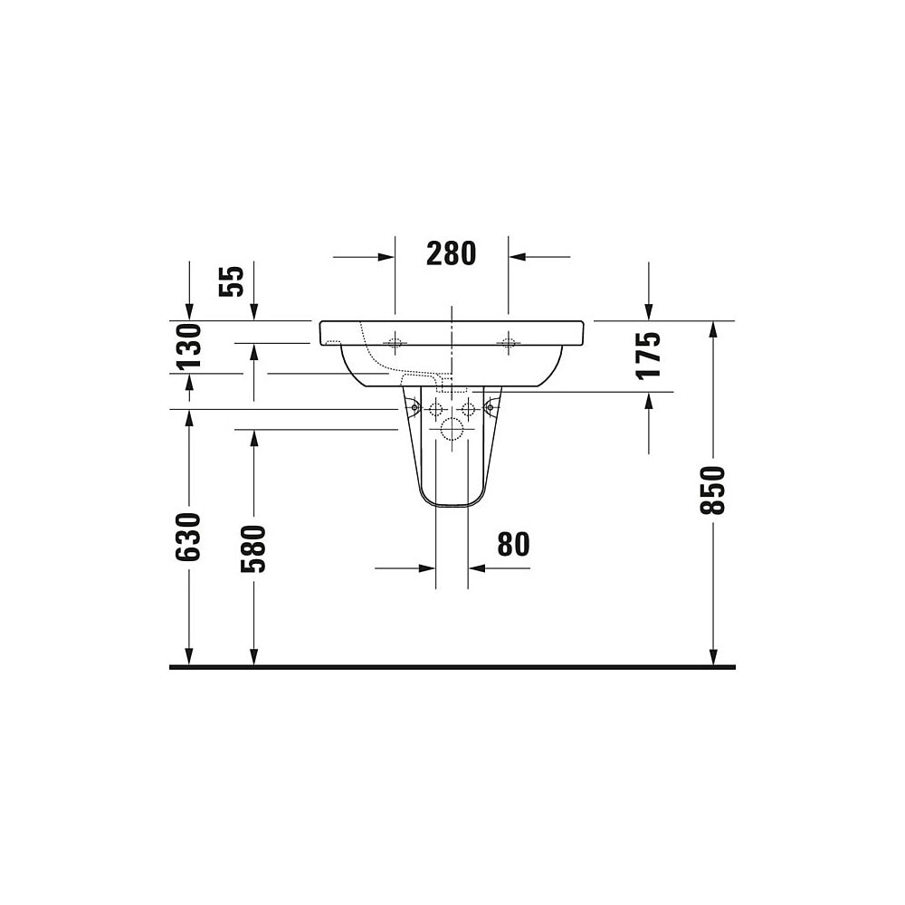 Duravit D-Code Waschtisch 485x650x175mm, Weiß Hochglanz, Rechteckig, 1 Waschplatz... DURAVIT-03426500002 4021534822407 (Abb. 15)