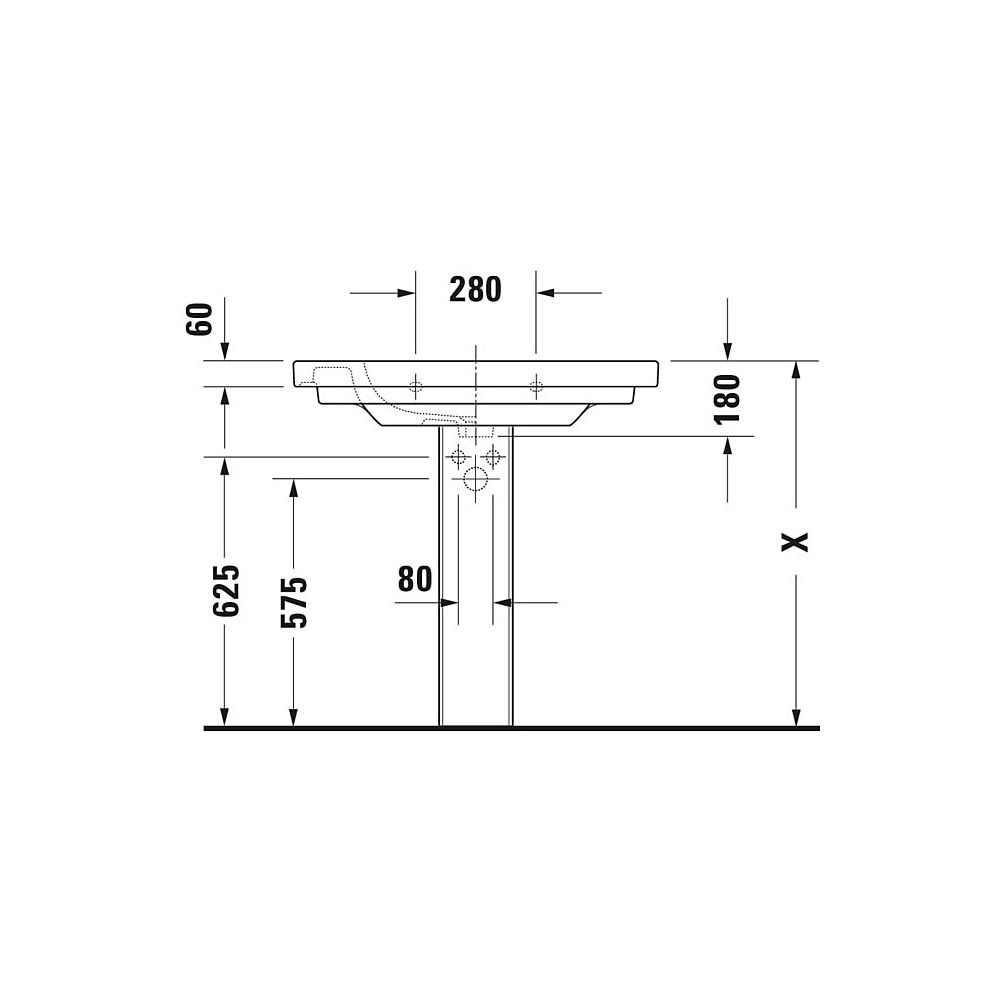 Duravit D-Code Waschtisch 485x850x180mm, Weiß Hochglanz, Rechteckig, 1 Waschplatz... DURAVIT-03428500002 4021534458545 (Abb. 22)
