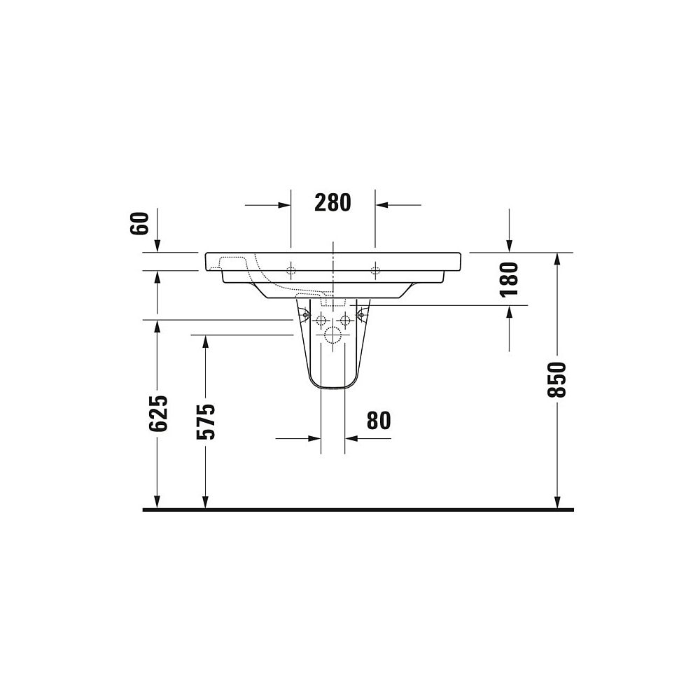 Duravit D-Code Waschtisch 485x850x180mm, Weiß Hochglanz, Rechteckig, 1 Waschplatz... DURAVIT-03428500002 4021534458545 (Abb. 23)
