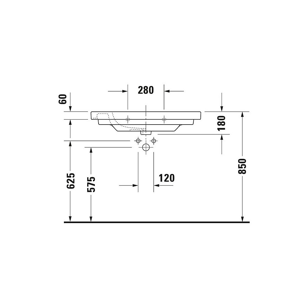 Duravit D-Code Waschtisch 485x850x180mm, Weiß Hochglanz, Rechteckig, 1 Waschplatz... DURAVIT-03428500002 4021534458545 (Abb. 25)
