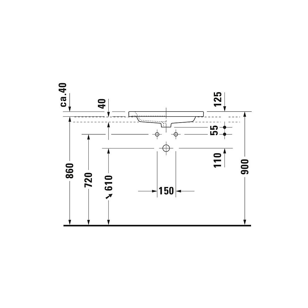 Duravit Design Classics Einbauwaschtisch 430x600x125mm, Weiß Hochglanz, mit HLB/Übe... DURAVIT-0347600000 4021534533808 (Abb. 5)