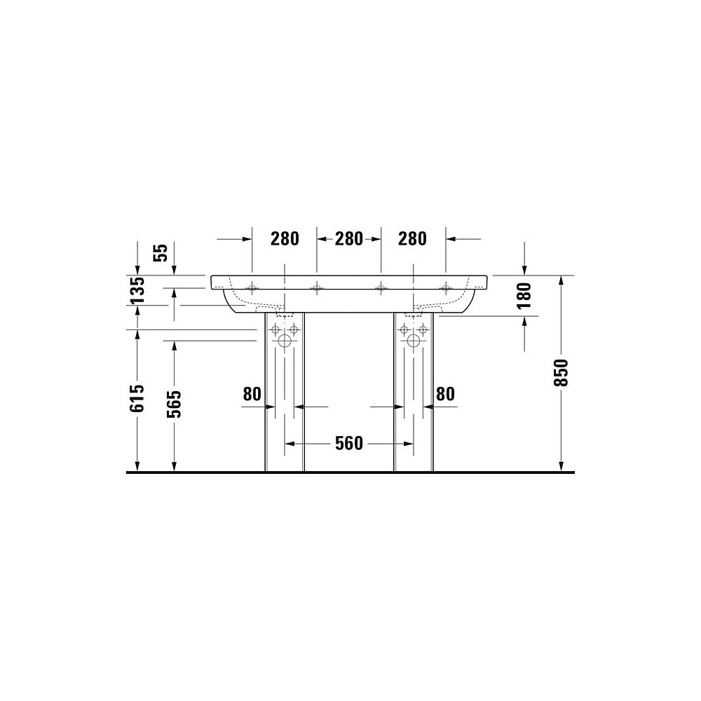 Duravit D-Code Doppelwaschtisch 490x1200x180mm, Weiß Hochglanz, Rechteckig, 2Wasc... DURAVIT-03481200002 4021534853357 (Abb. 12)