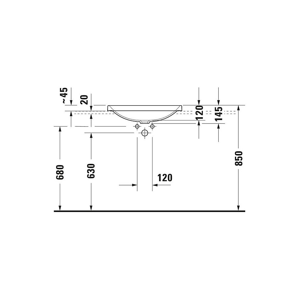Duravit D-Neo Einbauwaschtisch 440x600x170mm, Weiß Hochglanz, ohne HLB/Überlauf, Ge... DURAVIT-0358600079 4063382157218 (Abb. 9)