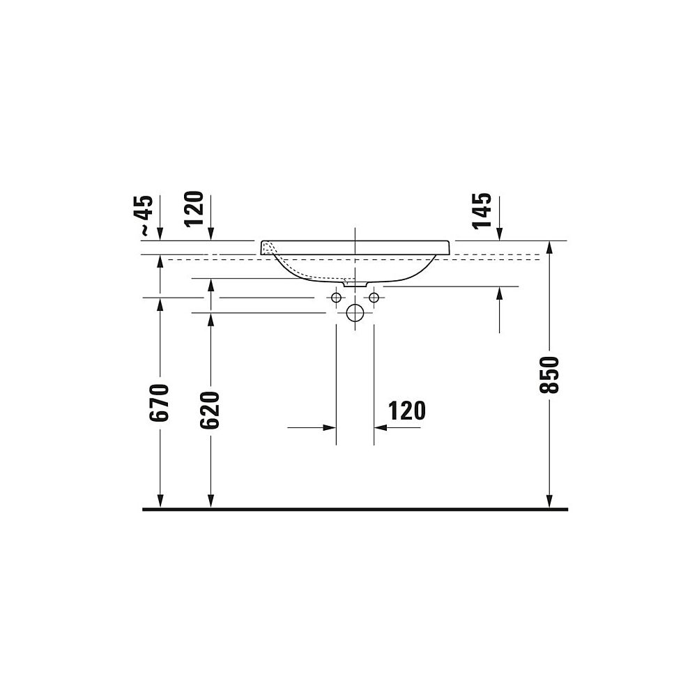 Duravit DuraStyle Einbauwaschtisch 430x600x145mm, Weiß Hochglanz, ohne HLB/Überlauf... DURAVIT-0372600000 4021534875830 (Abb. 4)