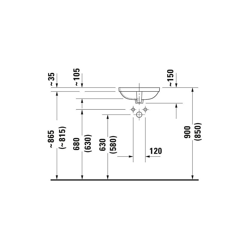 Duravit DuraStyle Einbauwaschtisch 400x400x150mm, Weiß Hochglanz, WonderGliss, ohn... DURAVIT-03733700001 4021534850660 (Abb. 5)