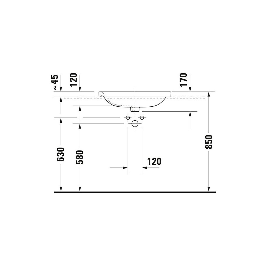 Duravit DuraStyle Einbauwaschtisch 495x615x170mm, Weiß Hochglanz, WonderGliss, mit... DURAVIT-03746200001 4021534897856 (Abb. 5)