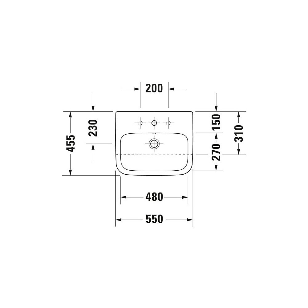 Duravit DuraStyle Halbeinbauwaschtisch 455x550x170mm, Weiß Hochglanz, 1 HL, mit Übe... DURAVIT-0375550000 4021534894190 (Abb. 2)