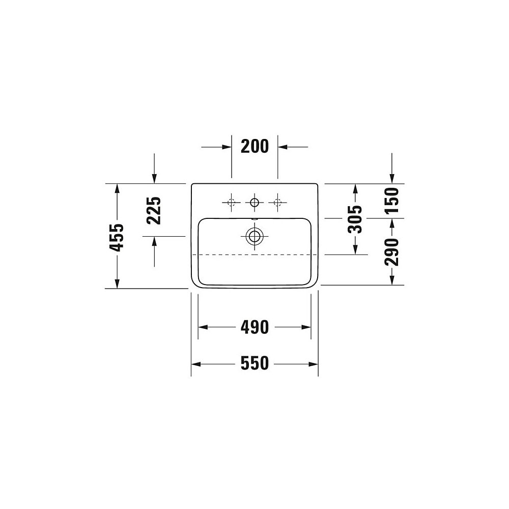 Duravit ME by Starck Halbeinbauwaschtisch 455x550x180mm, Weiß Hochglanz, 1 HL, mit ... DURAVIT-0378550000 4053424020624 (Abb. 5)