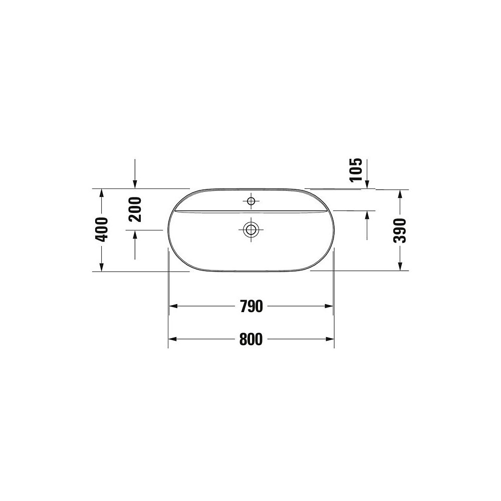 Duravit Luv Aufsatzbecken 800mm, Weiß Hochglanz, DuraCeram, Oval, mit HLB ohne Über... DURAVIT-0380800000 4053424460499 (Abb. 6)