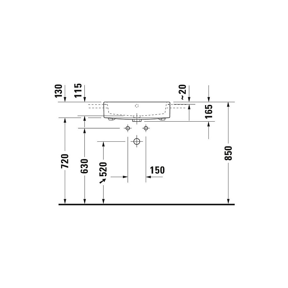 Duravit Vero Air Halbeinbauwaschtisch 470x550x165mm, Weiß Hochglanz, 1 HL, mit Über... DURAVIT-0382550000 4053424180557 (Abb. 3)