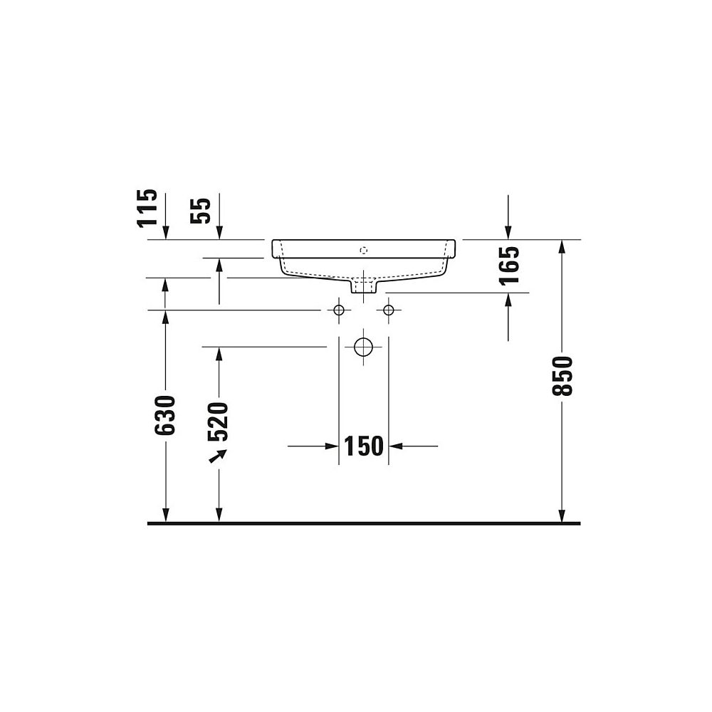 Duravit Vero Air Einbauwaschtisch 455x550x165mm, Weiß Hochglanz, mit HLB, mit Überl... DURAVIT-0383550060 4053424184531 (Abb. 3)