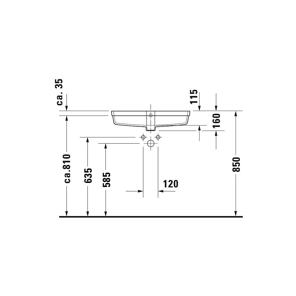 Duravit Vero Air Einbauwaschtisch 345x635x160mm, Weiß Hochglanz, WonderGliss, ohne... DURAVIT-03846000001 4053424536569 (Abb. 3)