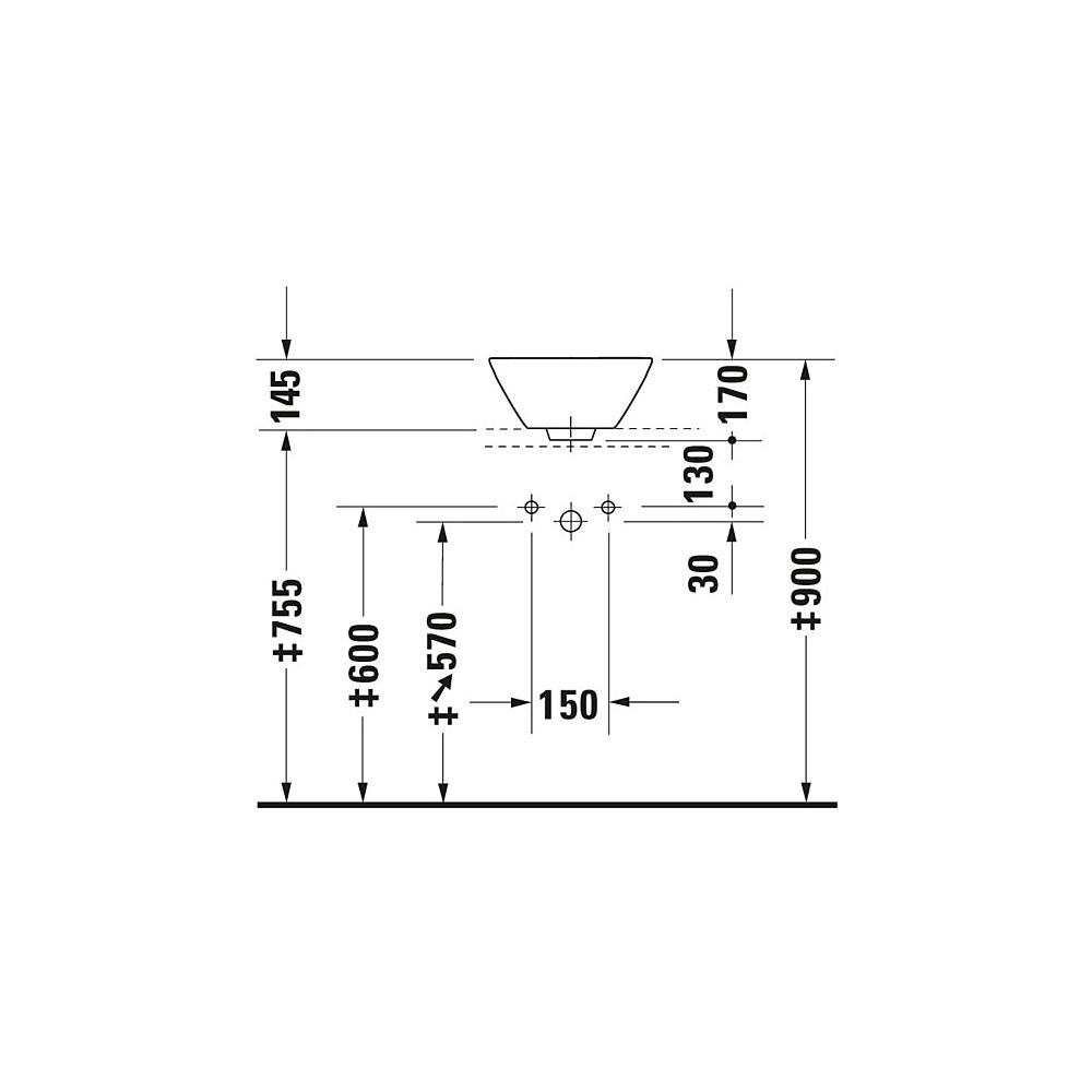 Duravit Starck 1 Aufsatzbecken 330mm, Weiß Hochglanz, WonderGliss, rund, ohne HLB,... DURAVIT-04083300001 4021534183911 (Abb. 4)