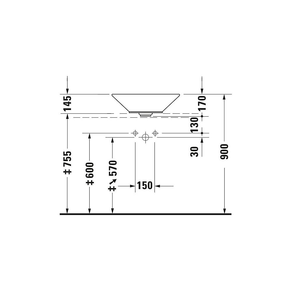 Duravit Starck 1 Aufsatzbecken 530mm, Weiß Hochglanz, WonderGliss, Konisch, ohne H... DURAVIT-04085300001 4021534183935 (Abb. 6)