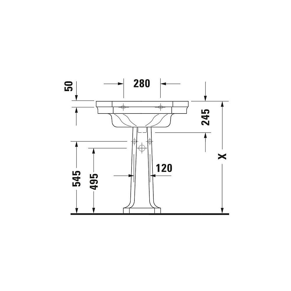 Duravit Serie 1930 Waschtisch 500x700x245mm wandhäng., Weiß Hochglanz, Oktogonal, 1... DURAVIT-0438700000 4021534084423 (Abb. 7)