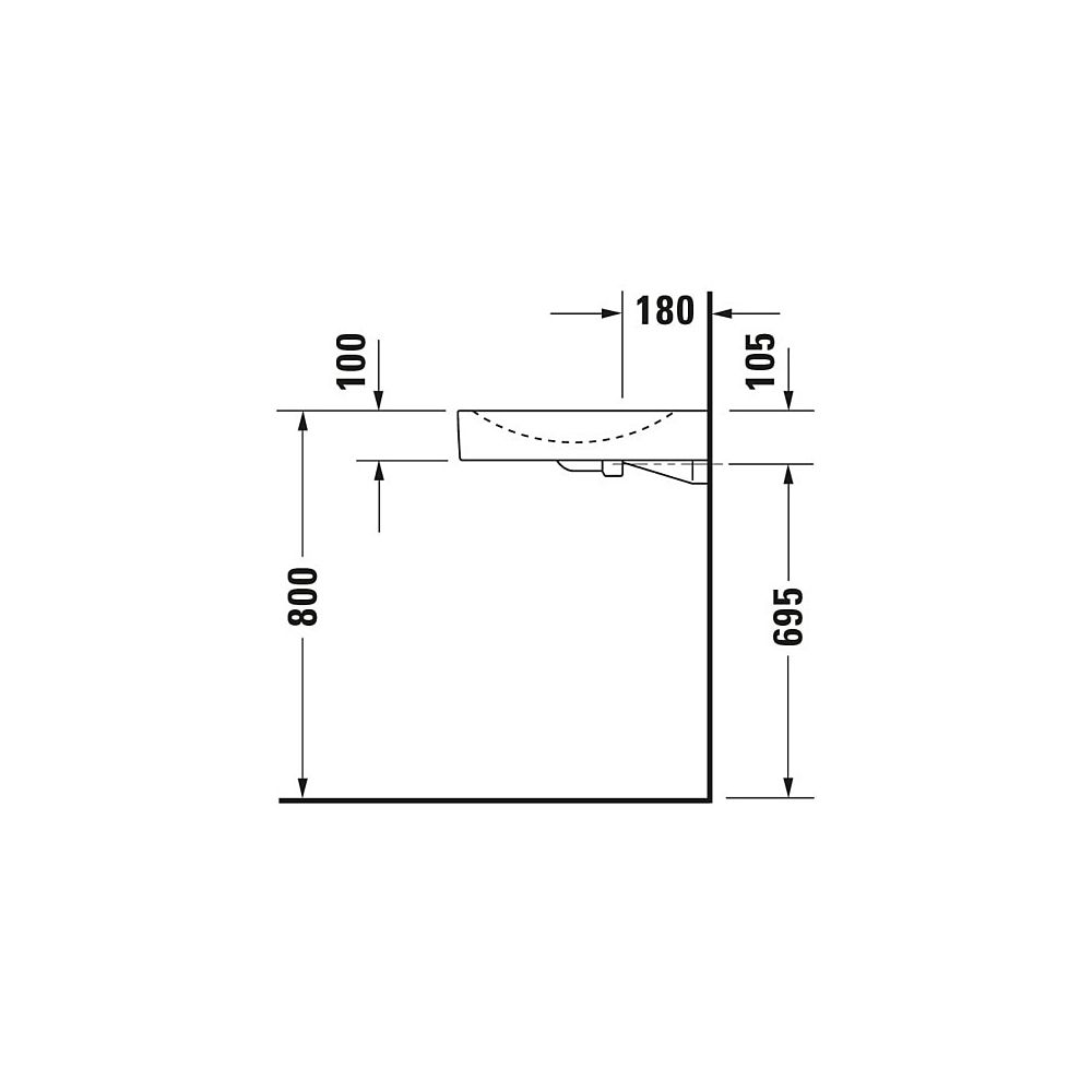 Duravit Architec Waschtisch 520x575x105mm wandhäng., Weiß Hochglanz, Halbrund, 1 Wa... DURAVIT-0443580009 4021534254598 (Abb. 3)