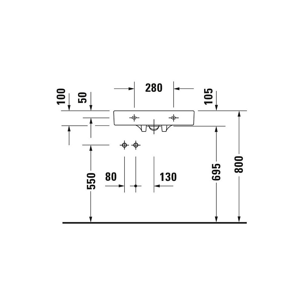 Duravit Architec Waschtisch 520x575x105mm wandhäng., Weiß Hochglanz, Halbrund, 1 Wa... DURAVIT-0443580009 4021534254598 (Abb. 5)
